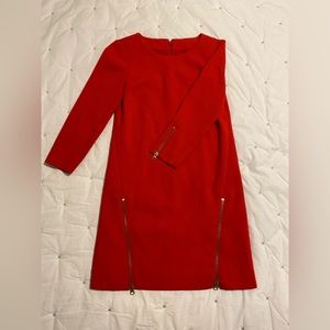 J. Crew Double Front Zip Red Dress